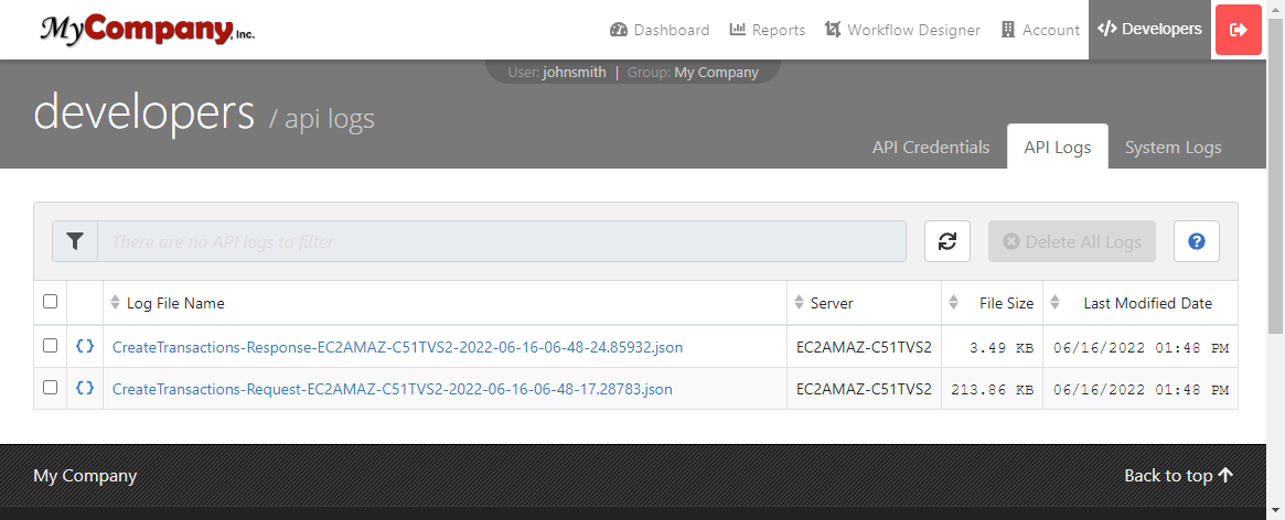 API Logs