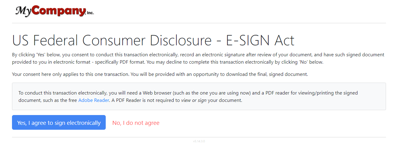 Consumer Disclosure Workflow Action