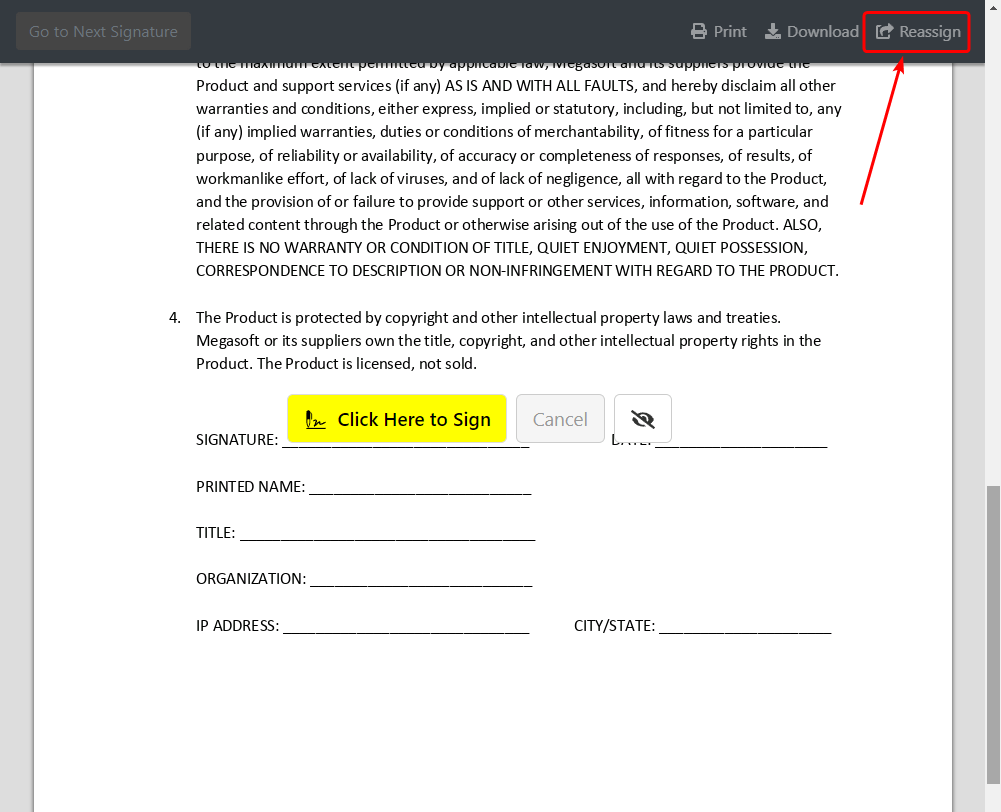 Reassigning on the Signing Page
